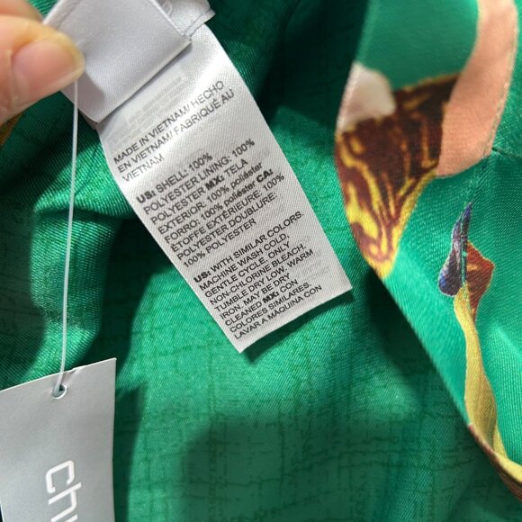 Chicos Tropical Emerald Floral Kimono Wrap L/XL Polyester Womens Lightweight Cov - Picture 7 of 13